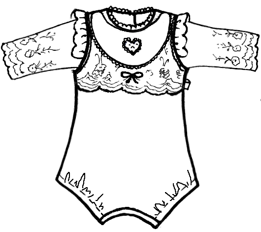 Handgemalte Illustration eines festlichen CUCOONU Taufbodys aus Spitze