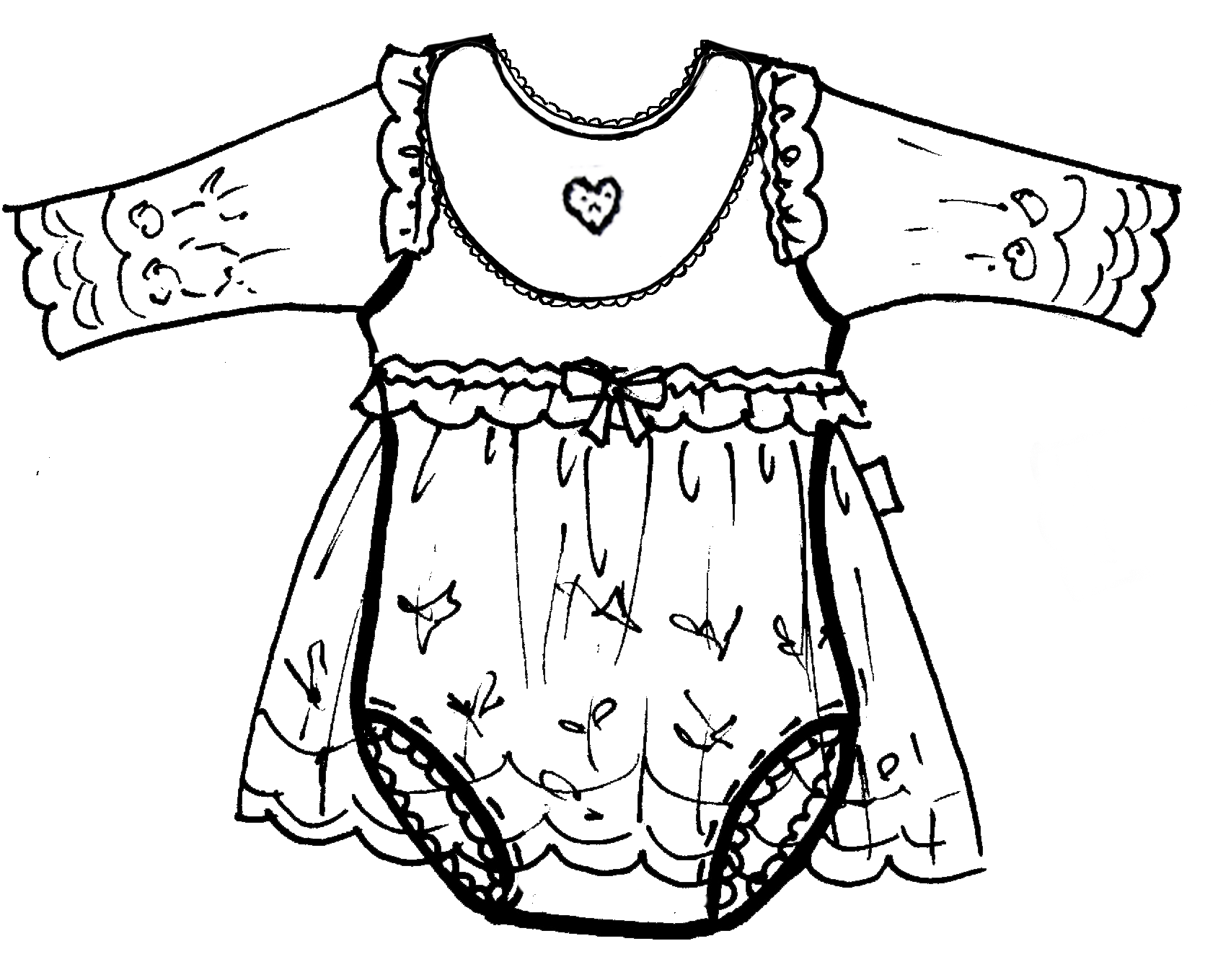 Handgemalte Illustration eines festlichen CUCOONU Taufkleides aus Spitze