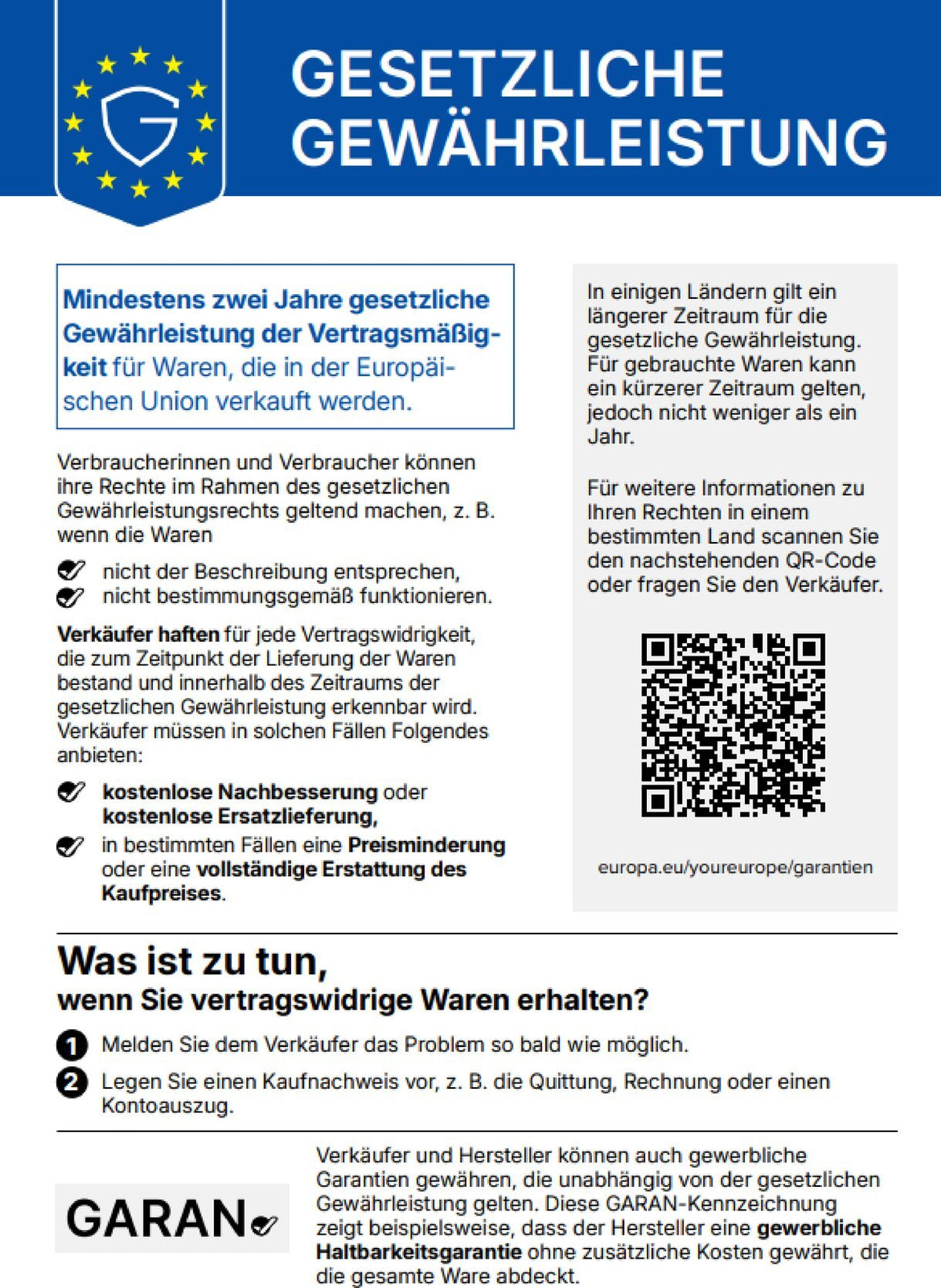 gesetzliches Gewährleistungslabel
