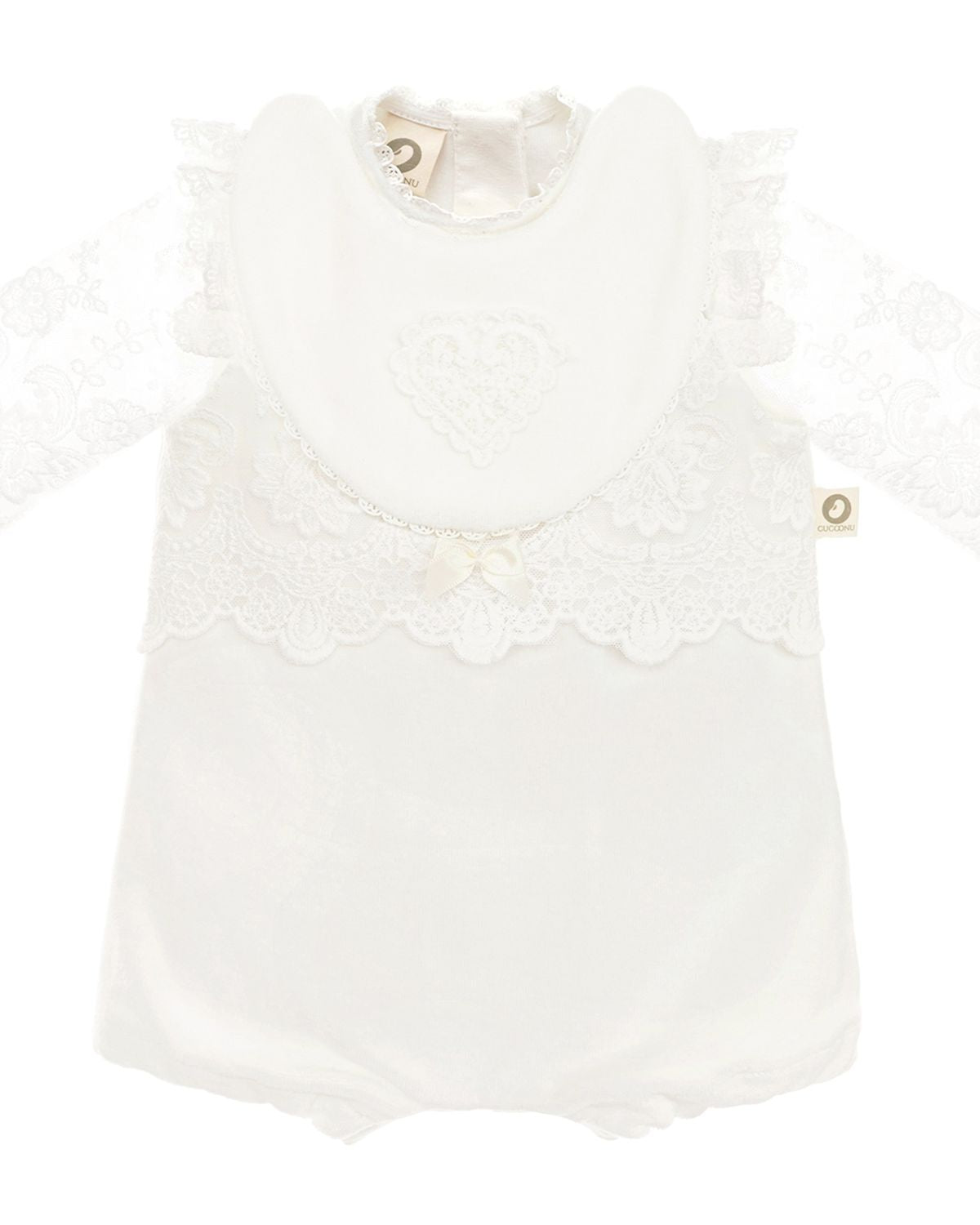 Festlicher Cucoonu Babybody mit lätzchen aus Samt und Spitze